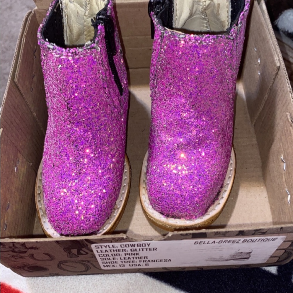 Glittery Pink Boots with Side Zipper and V-Cut
